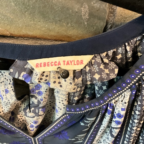 Rebecca Taylor Women's Blue Silk Patterned Top - Picture 5 of 5